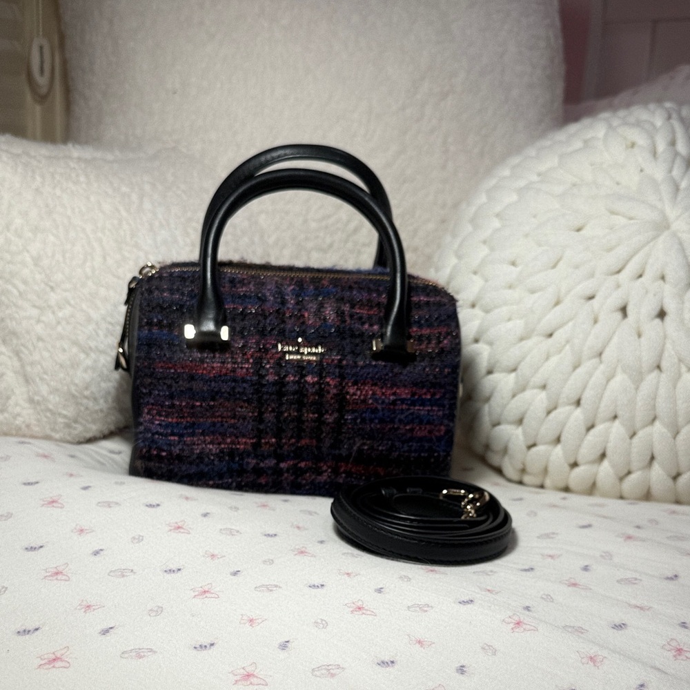 Kate Spade Black and Purple Tweed Satchel